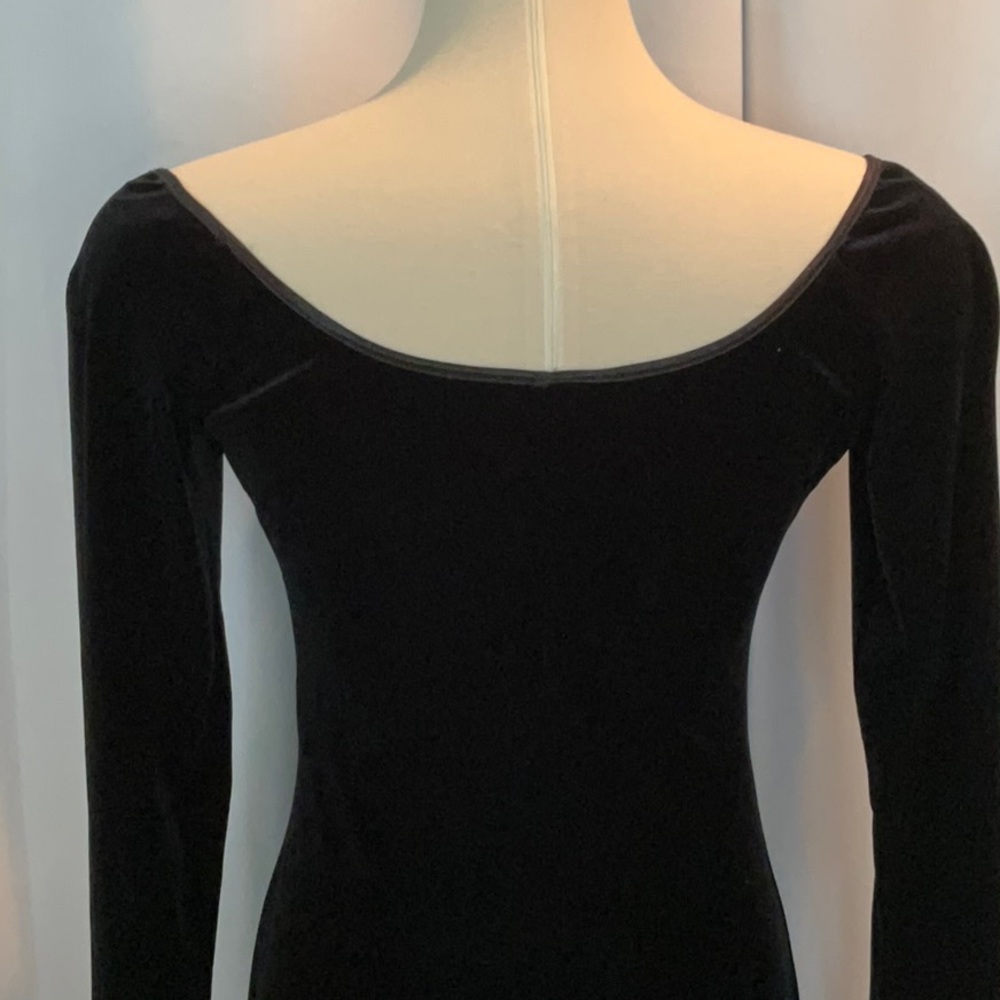 Vintage Scott McClintock TALL Black Velvet Long Sleeve Maxi Dress Women Size 14 - Picture 5 of 10